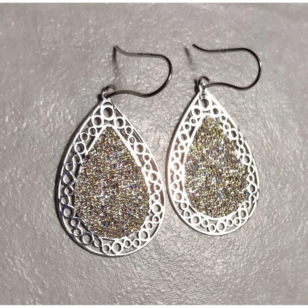 Sterling Silver 925 Sparkle Enamel Dangle Earrings
